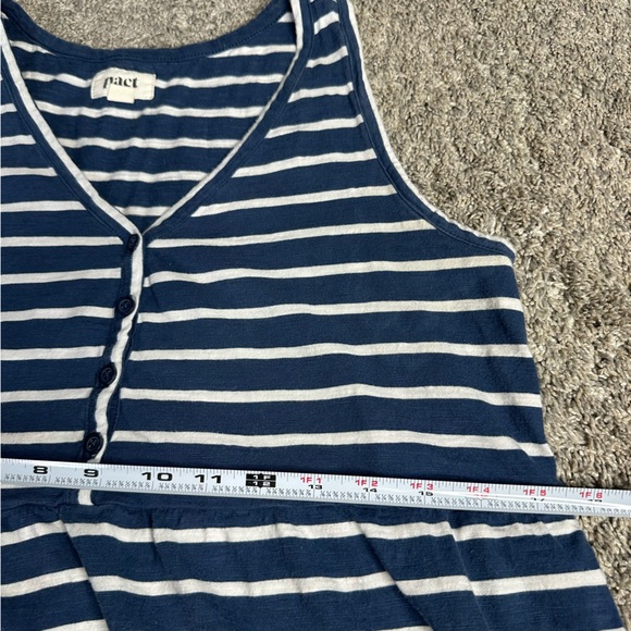 Pact Relaxed Slub Henley Tank Dress Medium Blue stripe organic Cotton coastal - Picture 12 of 15